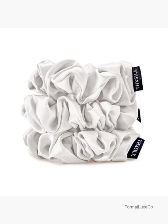 3 Pcs 100% Mulberry Silk Hair Scrunchies Smooth Ring Ties for Thick Hair main image 5
